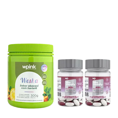 kit wesha chá verde e abacaxi + 2 ácidos hialurônicos - wp
