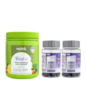 kit wpink wesha chá verde e abacaxi + 2 cabelos e unhas - wp