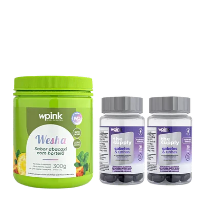 kit wpink wesha chá verde e abacaxi + 2 cabelos e unhas - wp
