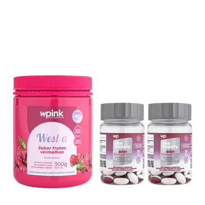kit wpink wesha chá verde e hibisco + 2 ácidos hialurônicos - wp