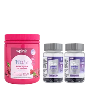 kit wpink wesha chá verde e hibisco + 2 cabelos e unhas - wp