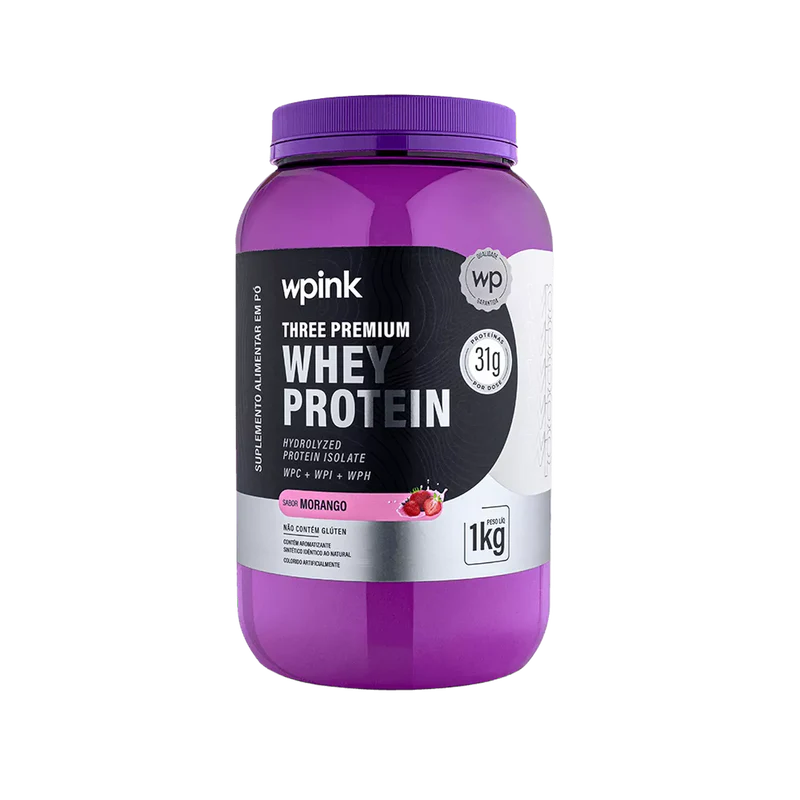 three premium whey protein morango 3w - (1kg) - wp