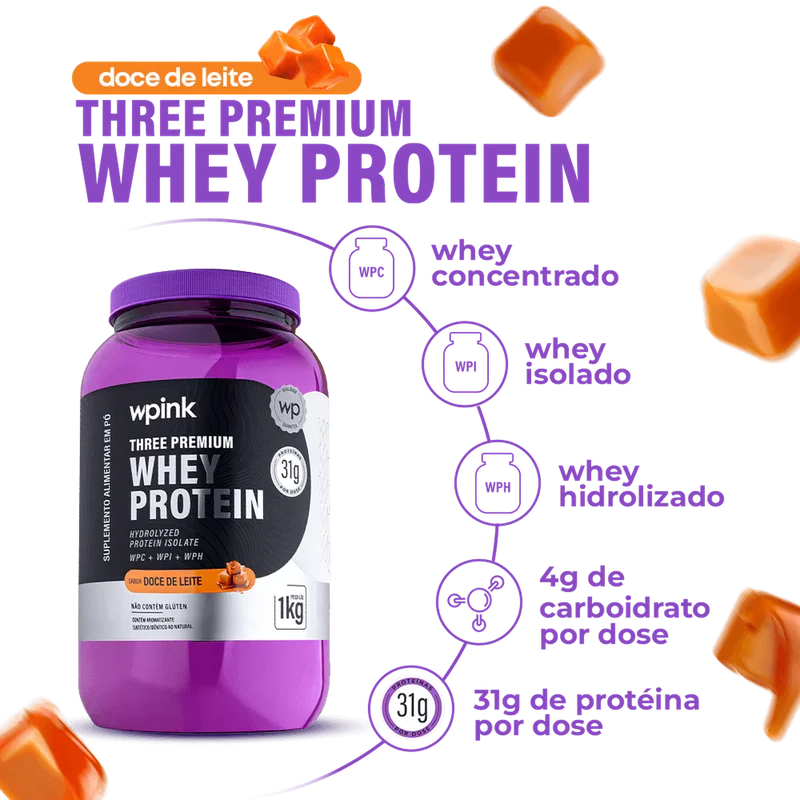 three premium whey protein doce de leite 3w - (1kg) - wp - Imagem 2