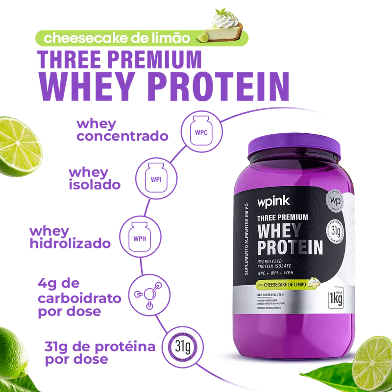 three premium whey protein cheesecake de limão 3w - (1kg) - wp - Imagem 2