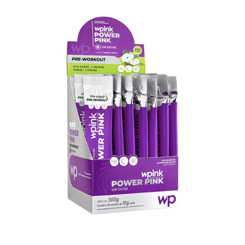 power pink sem cafeína de maçã verde - pré-treino - 300g - wp - Imagem 6
