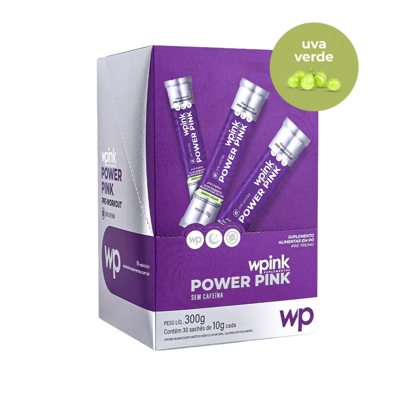 power pink sem cafeína de uva verde - pré-treino - 300g - wp