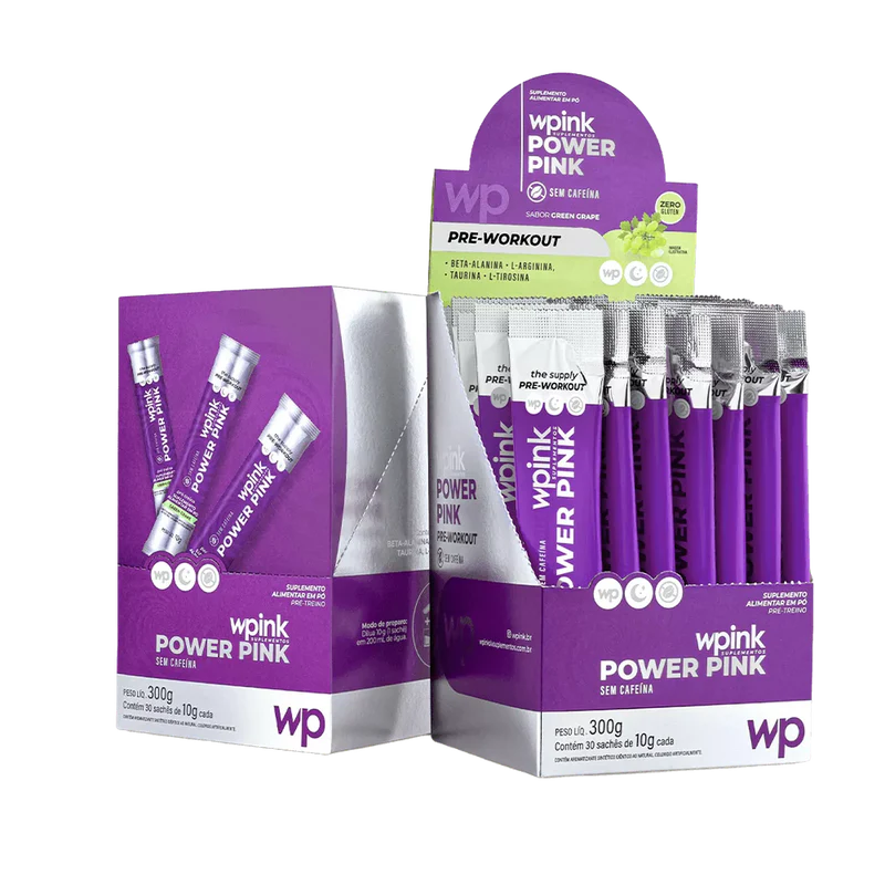 power pink sem cafeína de uva verde - pré-treino - 300g - wp - Imagem 5